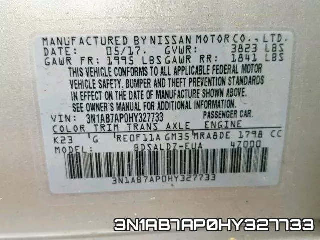 3N1AB7AP0HY327733 фото 2