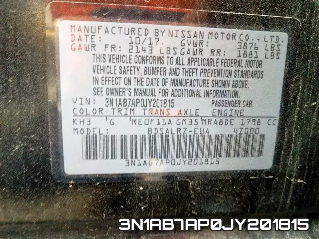 3N1AB7AP0JY201815 фото 2