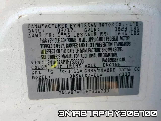 3N1AB7AP1HY306700 фото 2