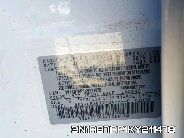 3N1AB7AP1KY211478 фото 2