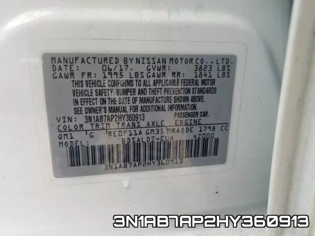 3N1AB7AP2HY360913 фото 2