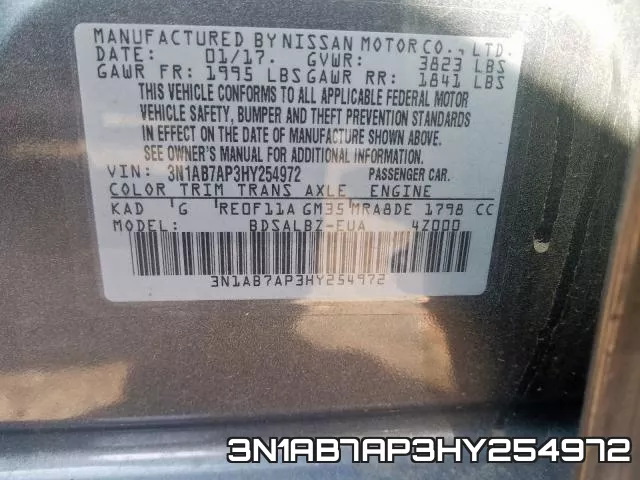 3N1AB7AP3HY254972 фото 2