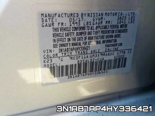 3N1AB7AP4HY336421 фото 2