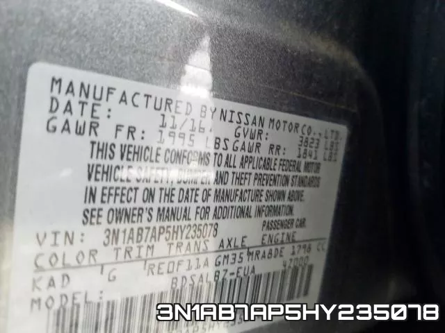 3N1AB7AP5HY235078 фото 2