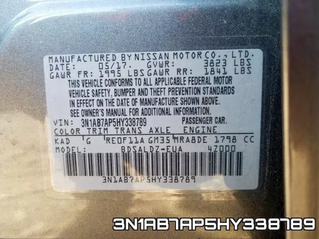 3N1AB7AP5HY338789 фото 2