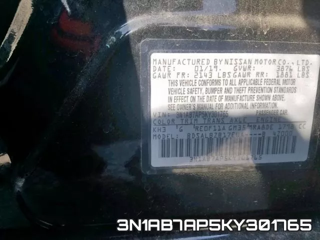 3N1AB7AP5KY301765 фото 2