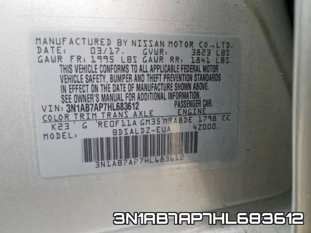 3N1AB7AP7HL683612 фото 2