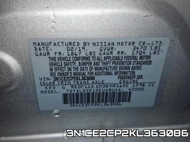 3N1CE2CP2KL363086 фото 2