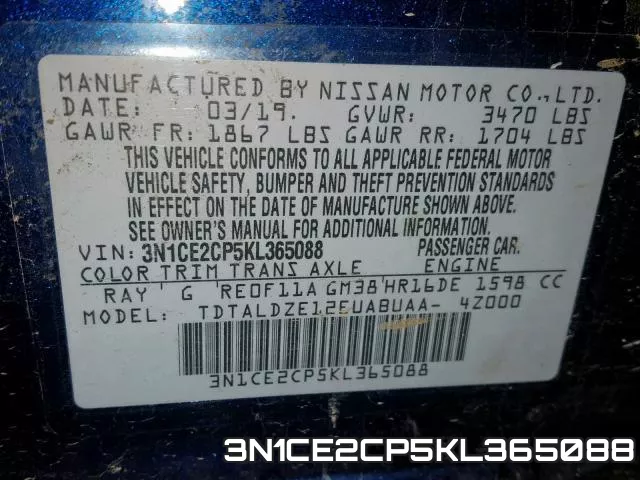3N1CE2CP5KL365088 фото 2