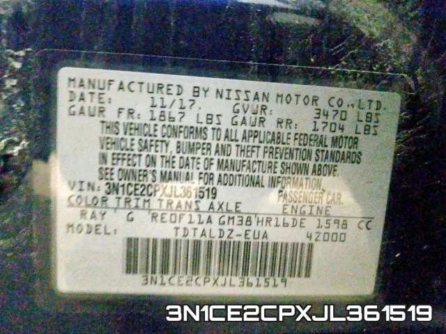 3N1CE2CPXJL361519 фото 2