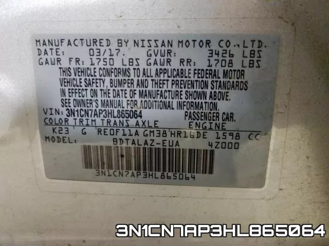 3N1CN7AP3HL865064 фото 2