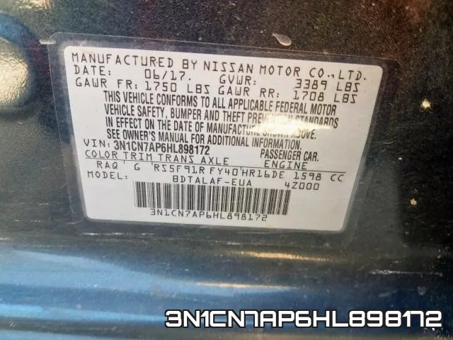 3N1CN7AP6HL898172 фото 2