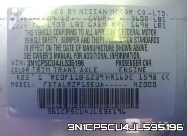 3N1CP5CU4JL535196 фото 10