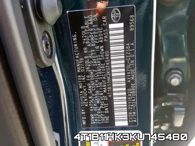 4T1B11HK3KU745480 фото 2