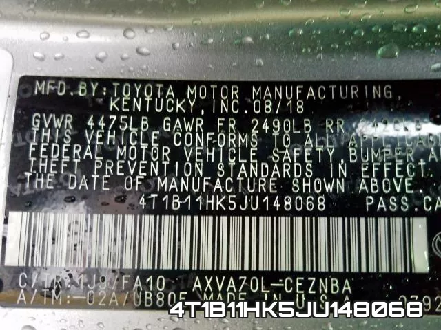 4T1B11HK5JU148068 фото 2