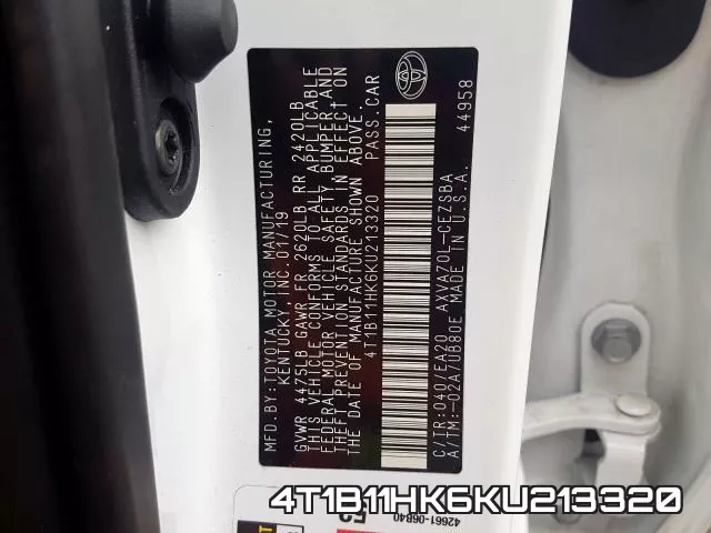 4T1B11HK6KU213320 фото 2