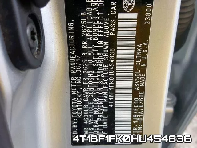 4T1BF1FK0HU454836 фото 2