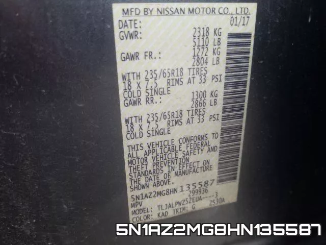 5N1AZ2MG8HN135587 фото 2