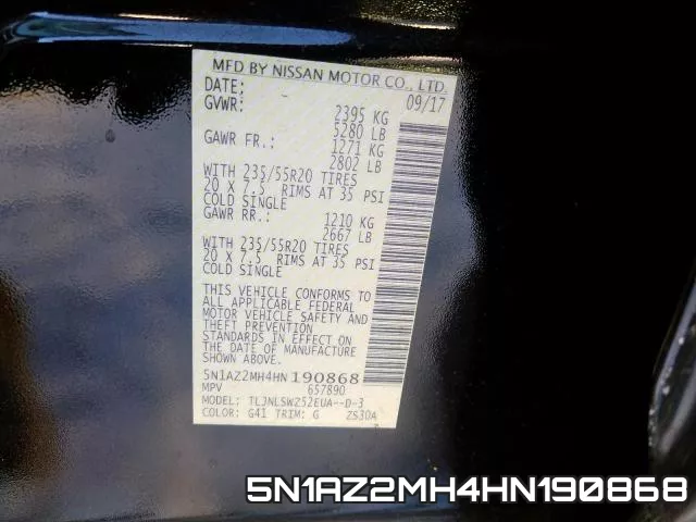 5N1AZ2MH4HN190868 фото 2