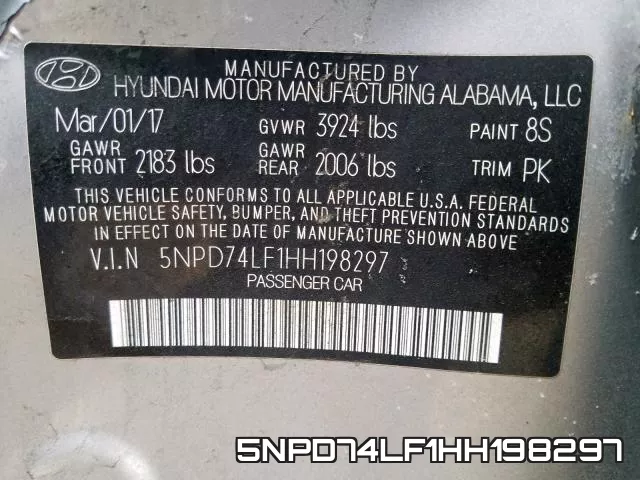 5NPD74LF1HH198297 фото 2