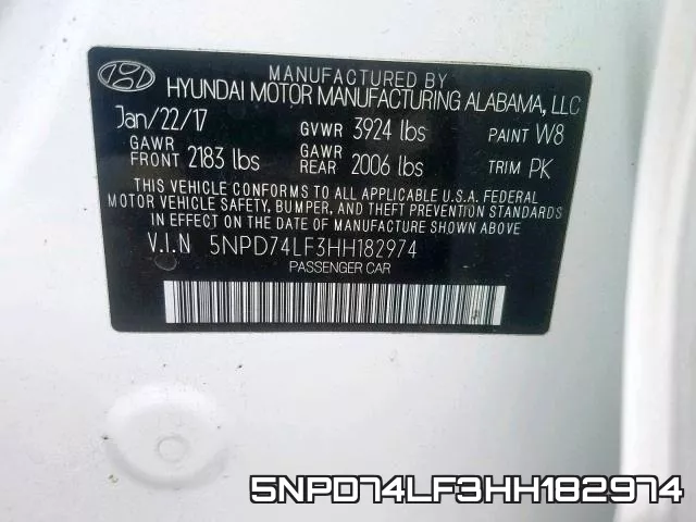 5NPD74LF3HH182974 фото 2