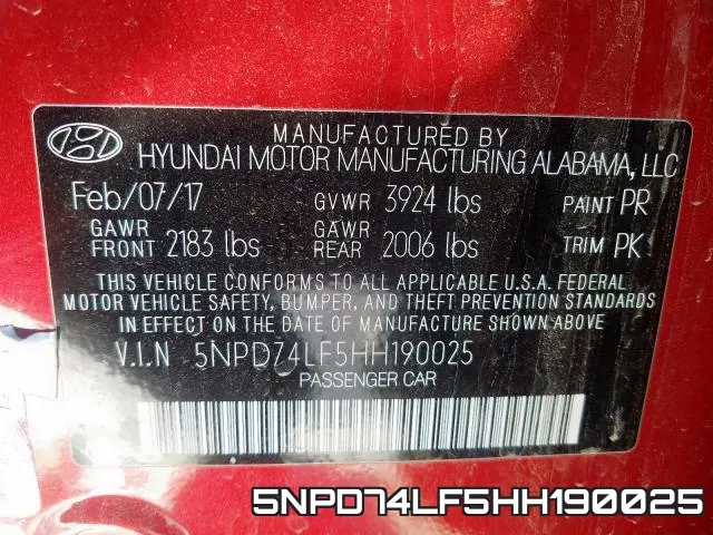 5NPD74LF5HH190025 фото 2