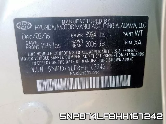 5NPD74LF8HH167242 фото 2