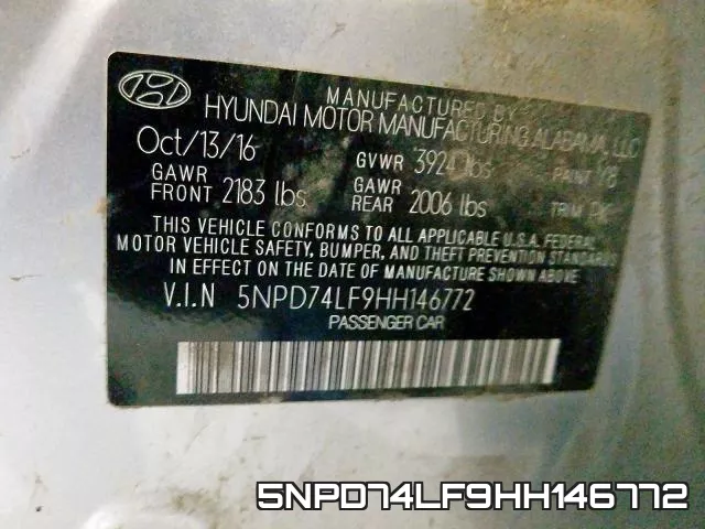 5NPD74LF9HH146772 фото 2