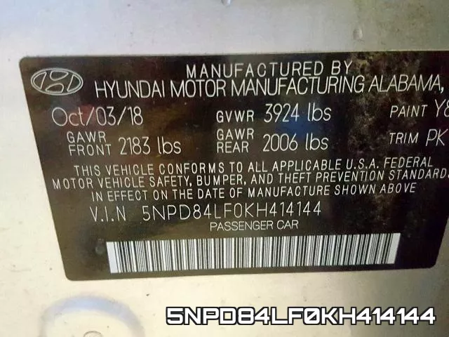 5NPD84LF0KH414144 фото 2