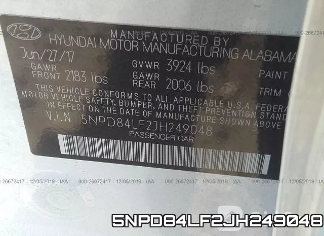 5NPD84LF2JH249048 фото 10
