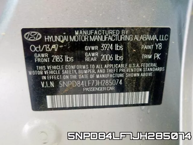5NPD84LF7JH285074 фото 2