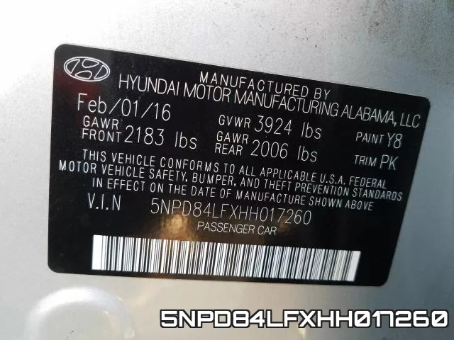 5NPD84LFXHH017260 фото 2