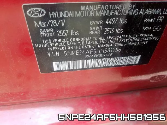 5NPE24AF5HH581956 фото 2
