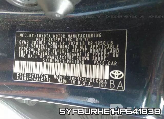 5YFBURHE1HP641838 фото 10