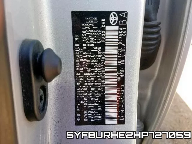 5YFBURHE2HP727059 фото 2