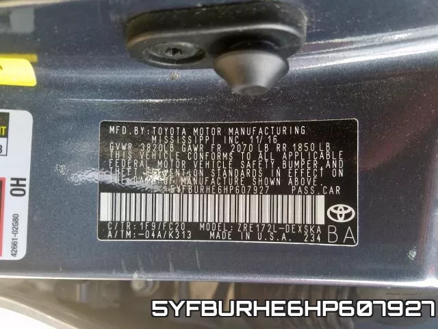 5YFBURHE6HP607927 фото 2