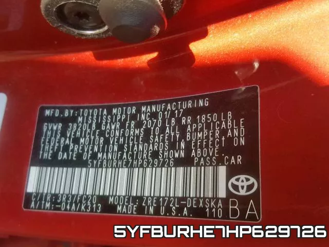 5YFBURHE7HP629726 фото 2