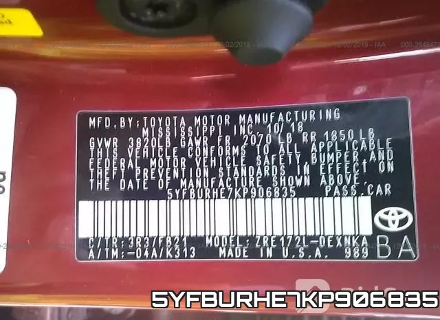 5YFBURHE7KP906835 фото 10