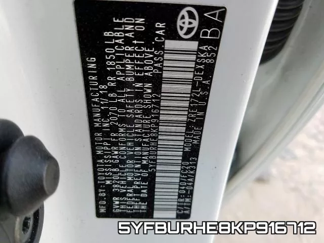 5YFBURHE8KP916712 фото 2