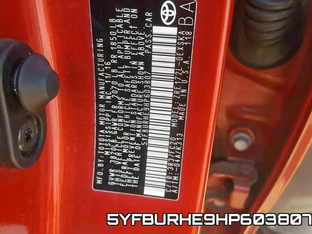 5YFBURHE9HP603807 фото 2