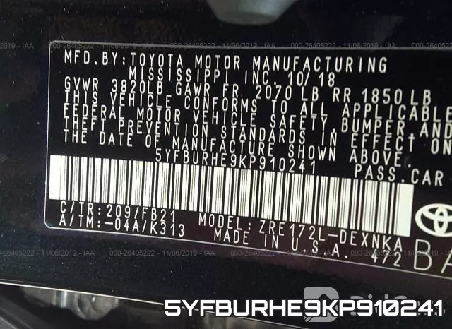 5YFBURHE9KP910241 фото 10