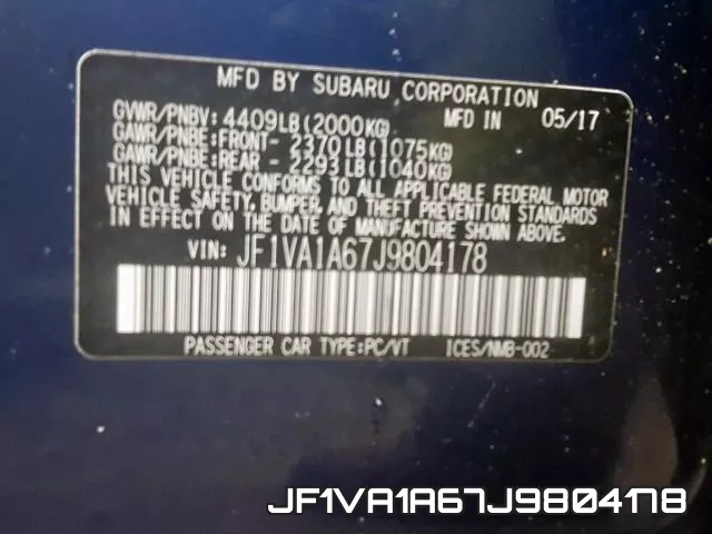 JF1VA1A67J9804178 фото 2
