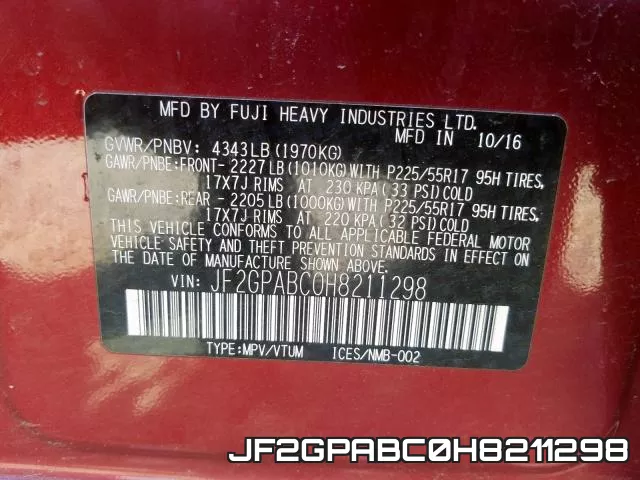 JF2GPABC0H8211298 фото 2