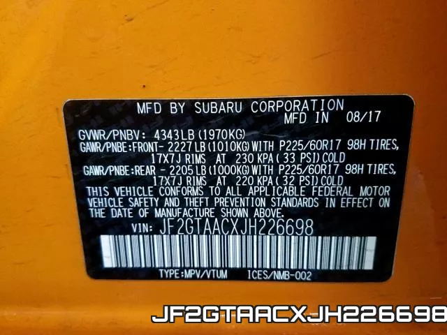 JF2GTAACXJH226698 фото 2