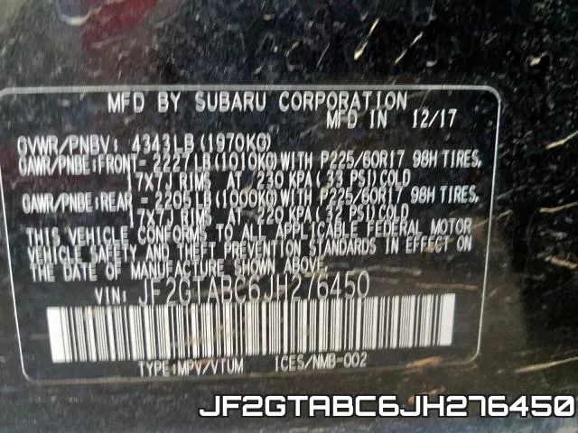 JF2GTABC6JH276450 фото 2