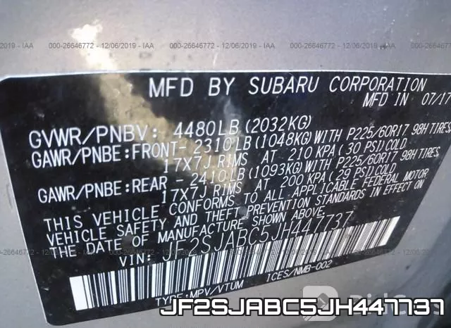 JF2SJABC5JH447737 фото 10