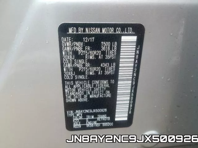 JN8AY2NC9JX500926 фото 2