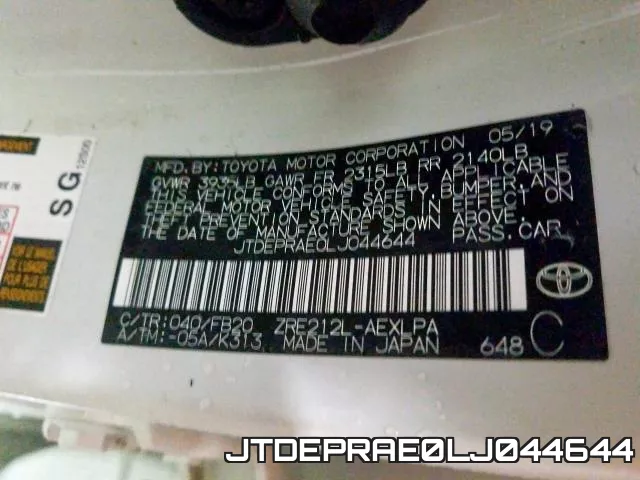 JTDEPRAE0LJ044644 фото 2
