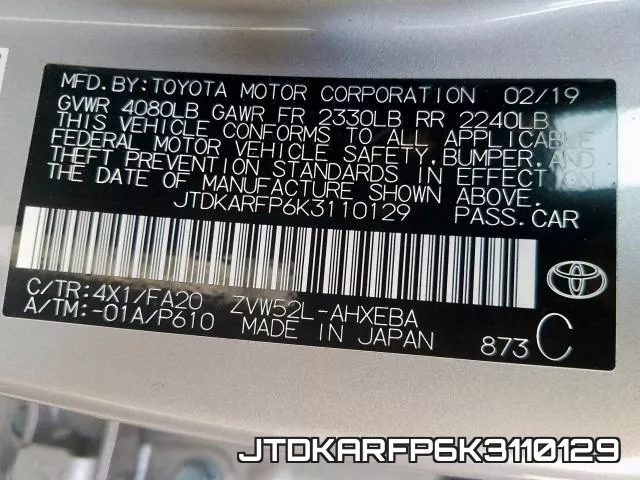 JTDKARFP6K3110129 фото 2