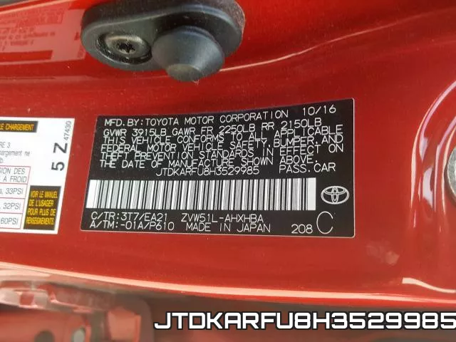 JTDKARFU8H3529985 фото 2